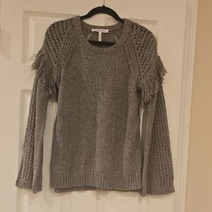 BCBGeneration Gray Knit Sweater with Fringe